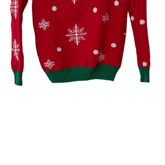 Ugly Christmas Sweater Red Green Sequin Change Naughty Nice Pullover Sweater M - Picture 7 of 11